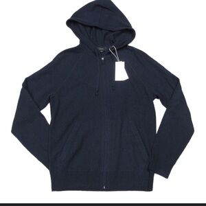 Vince Men's Coastal Blue -  Full Zip Hooded Sweater Mens Medium